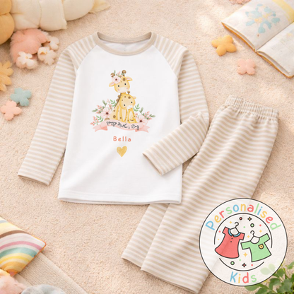 Personalised Mother’s Day Kids Pyjamas | Cute Giraffe Design | Custom Name MD004