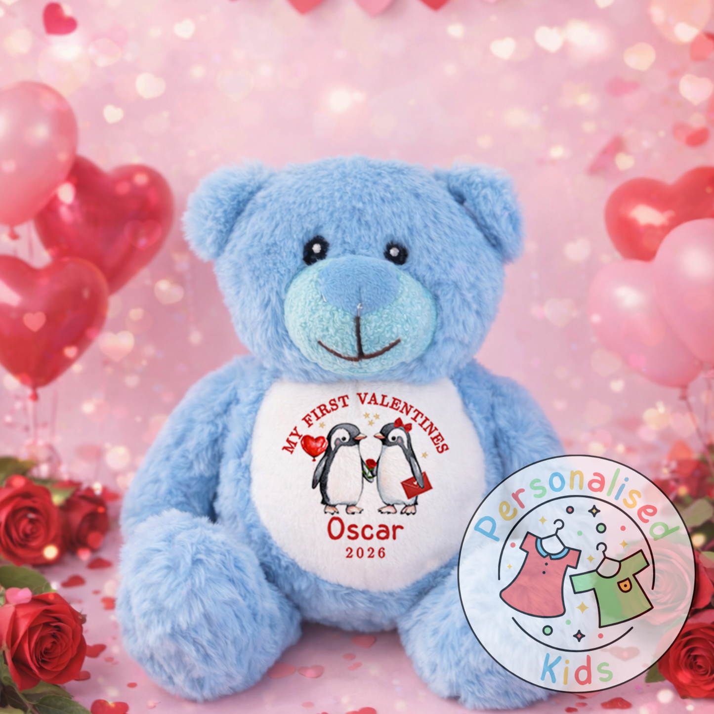 Personalised “My First Valentine’s” Teddy Bear – Custom Name Keepsake Plush Gift V048