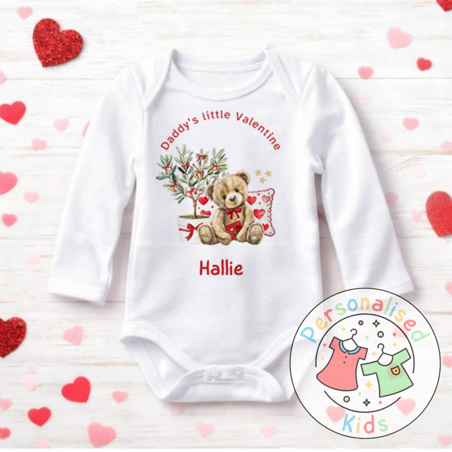 Personalised Valentine’s Baby Grow, T-Shirt, Bodysuit or Romper V005