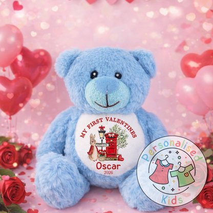 Personalised “My First Valentine’s” Teddy Bear – Custom Name Keepsake Plush Gift V042