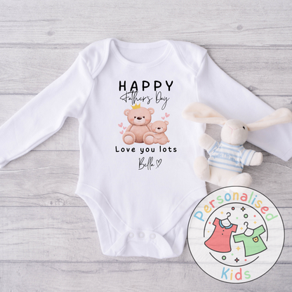 Personalised Father’s Day Baby Grow – Bear “Happy Father’s Day” Design