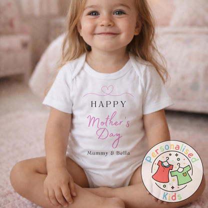 Personalised Mother’s Day Baby Outfit | Happy Mother’s Day | Baby Grow, Long Sleeve or Romper MD001