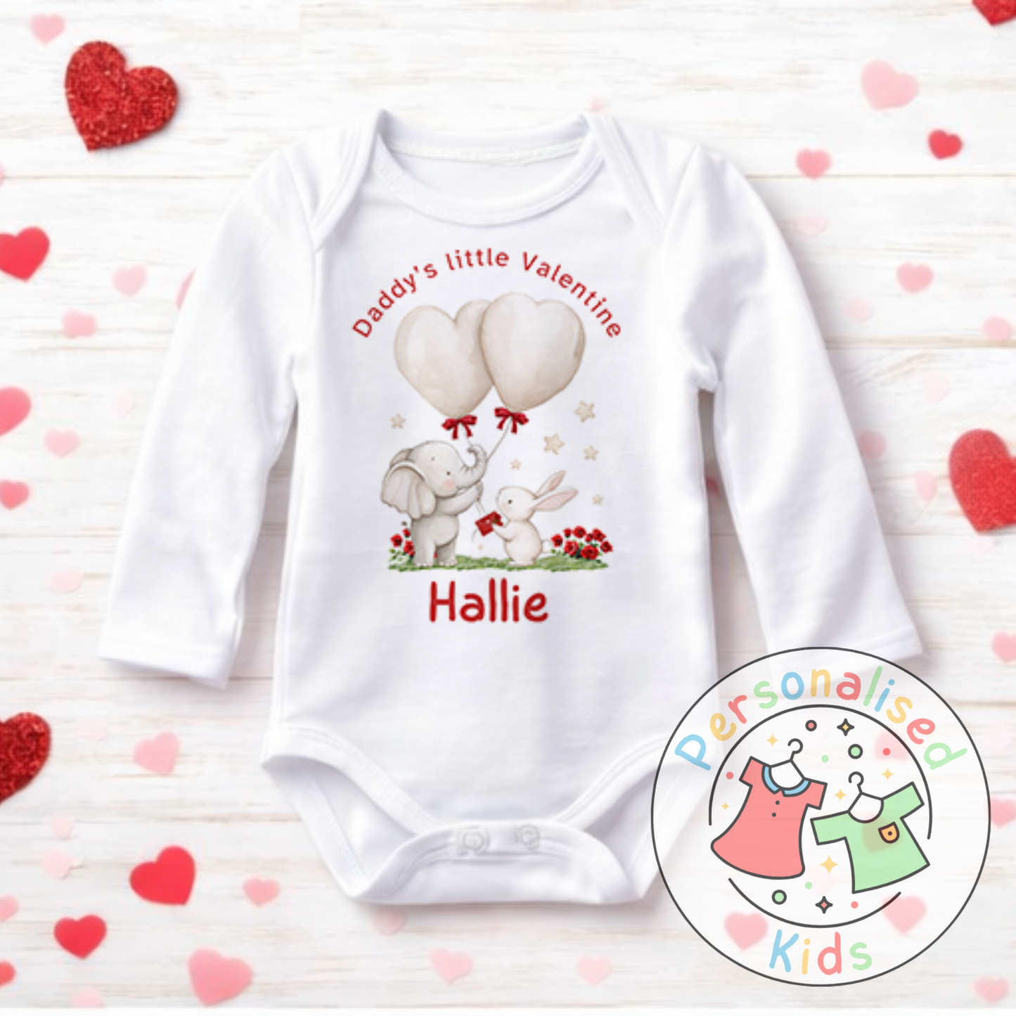 Personalised Valentine’s Baby Grow, T-Shirt, Bodysuit or Romper V006