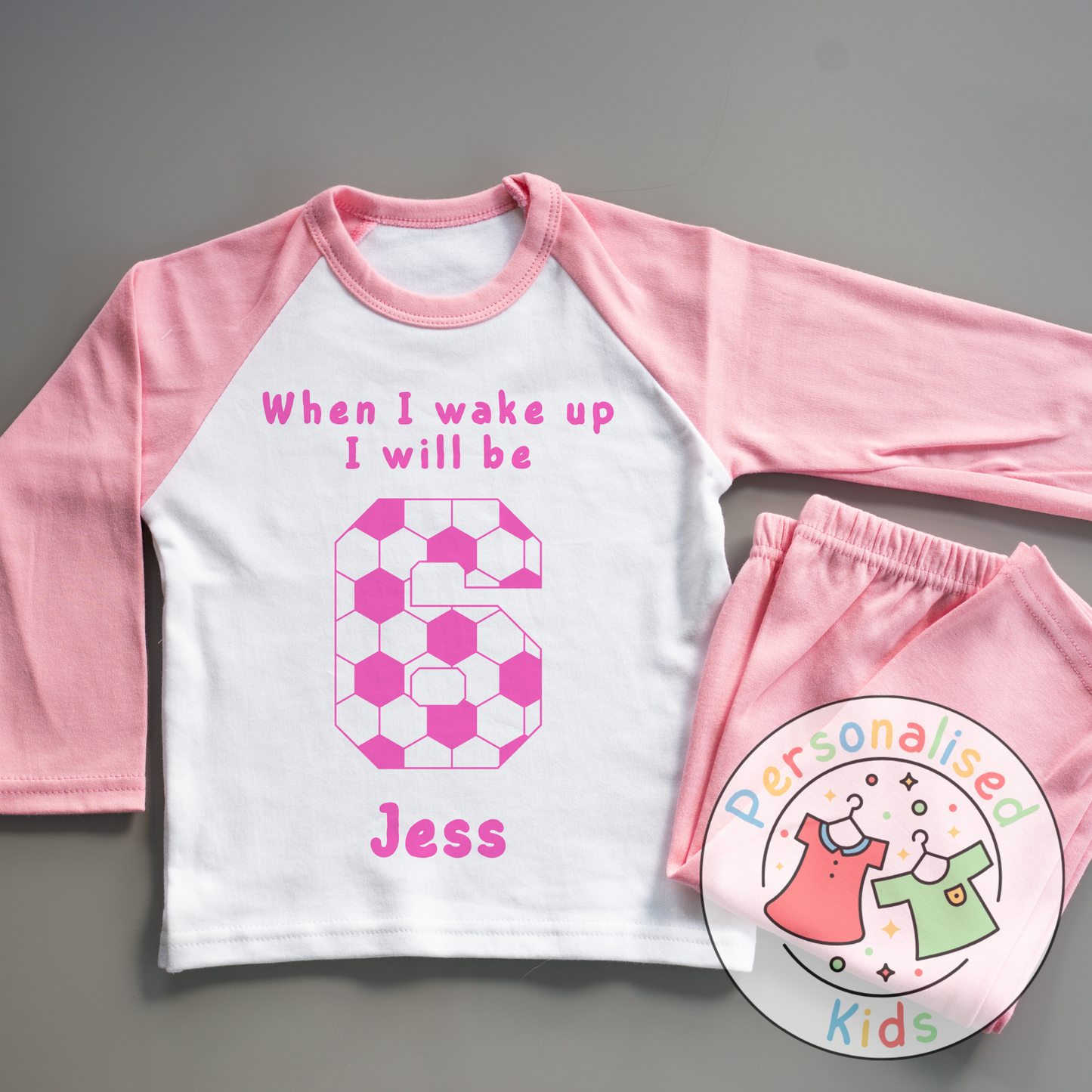 ⚽ Personalised Football Birthday Pyjamas – "When I Wake Up, I Will Be" Design ⚽