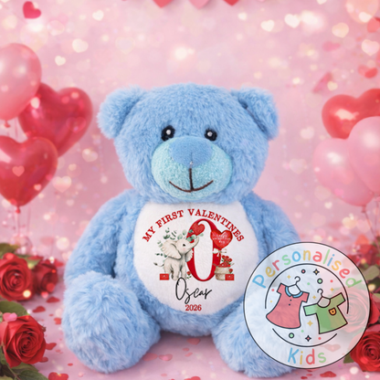 Personalised “My First Valentine’s” Teddy Bear – Custom Name Keepsake Plush Gift V040