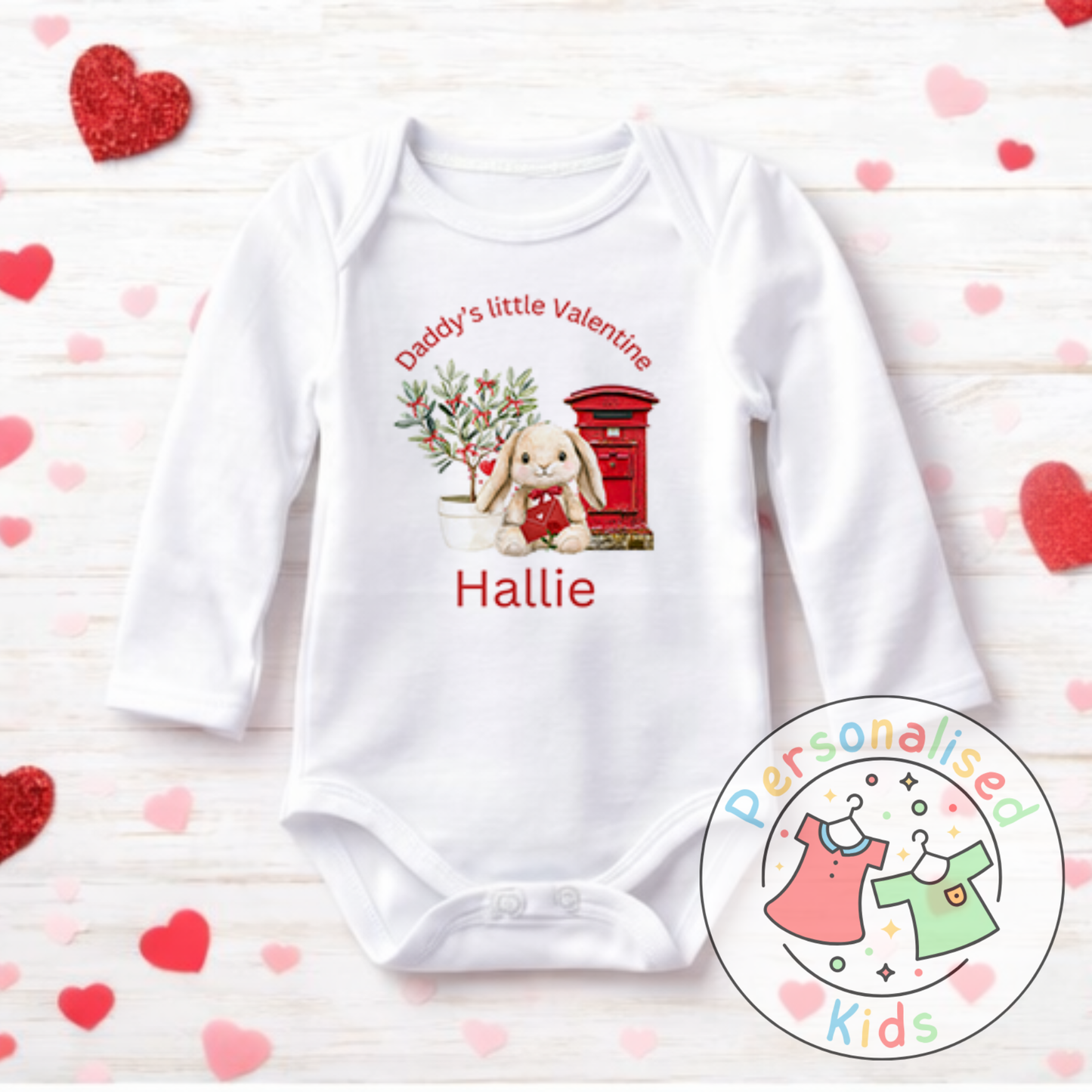 Personalised Valentine’s Baby Grow, T-Shirt, Bodysuit or Romper V009