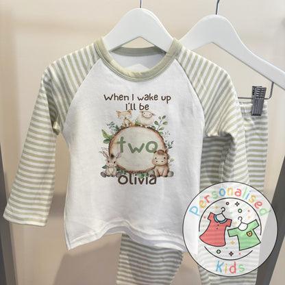 Personalised Safari Animals Birthday Pyjamas – “When I Wake Up I Will Be” Design