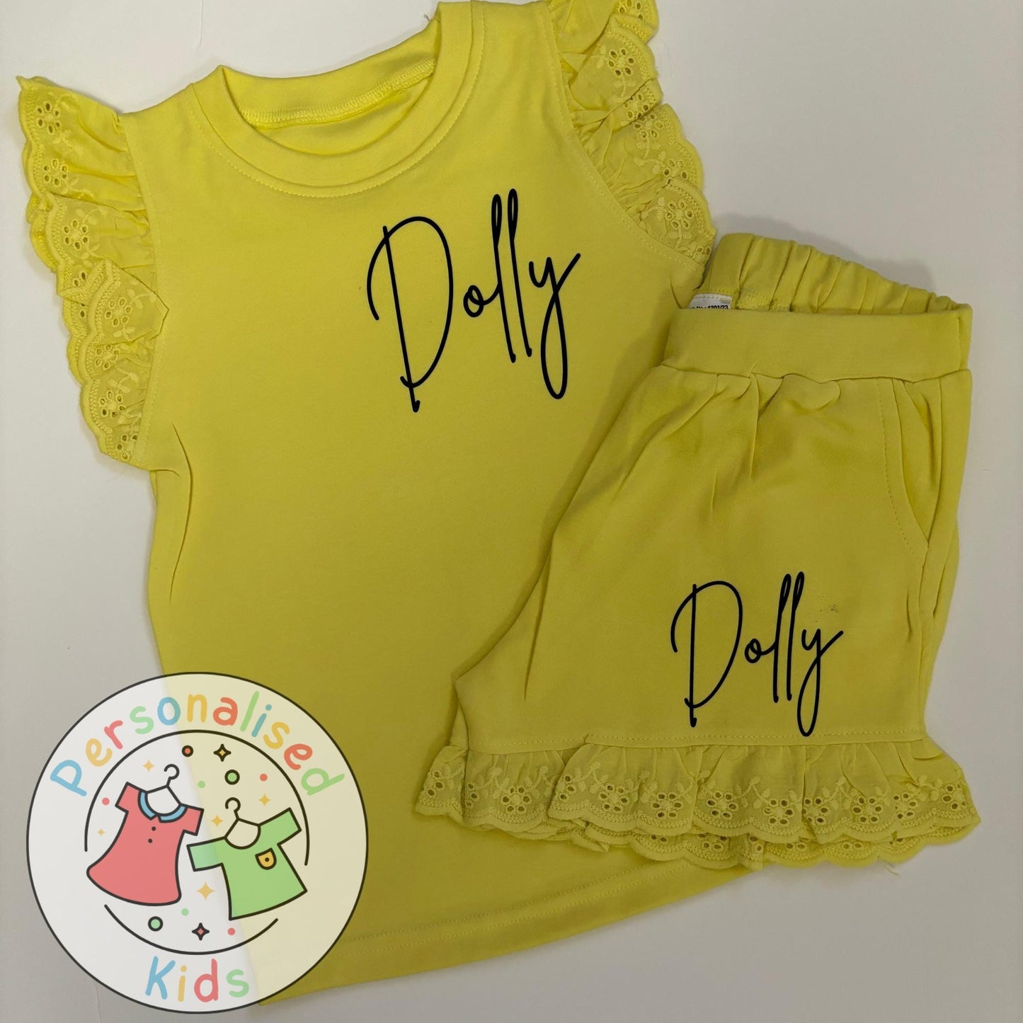 Adorable Girls Frilly Anglaise Summer Sets