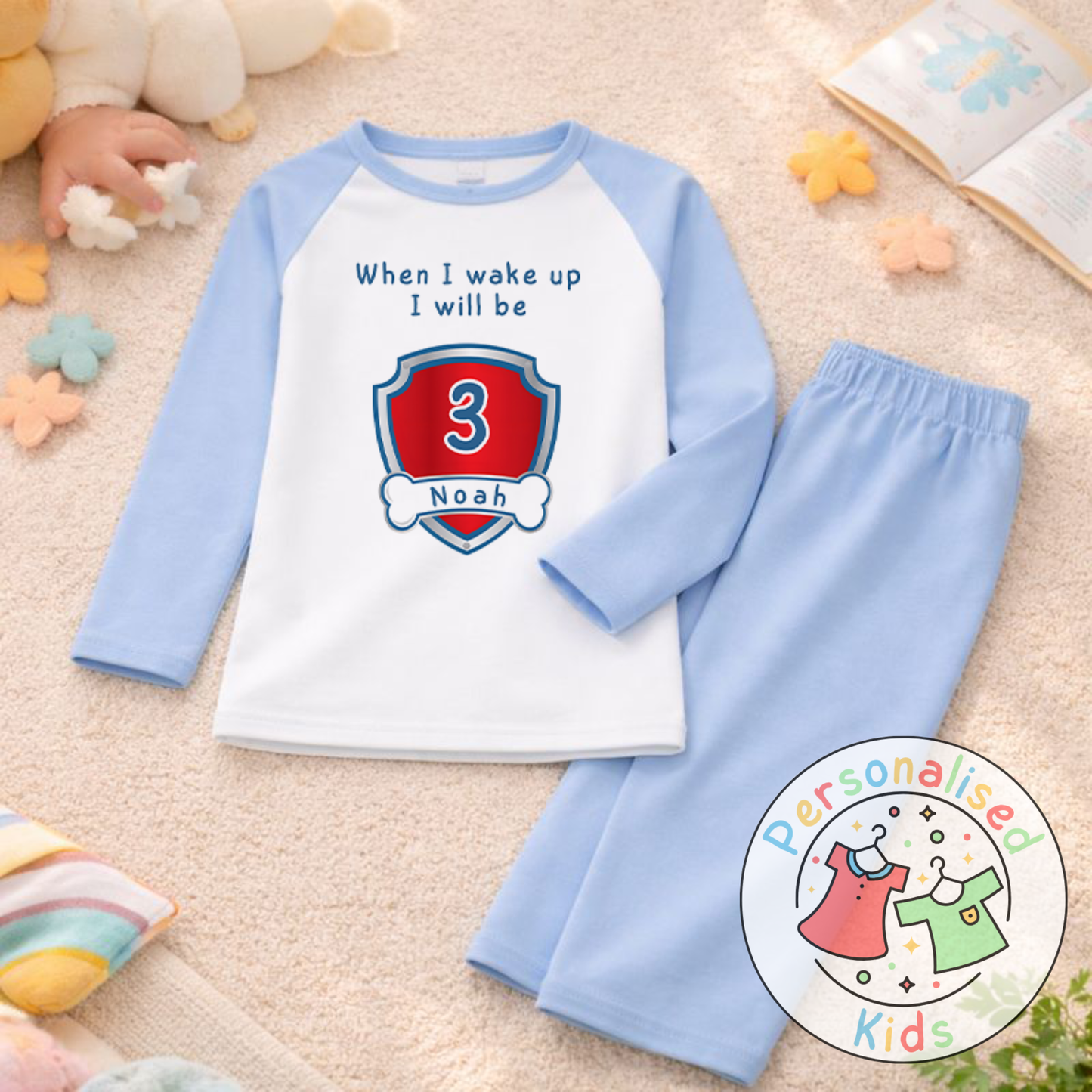 Personalised "When I Wake Up, I Will Be" Birthday Pyjamas – Custom Age & Name PP001