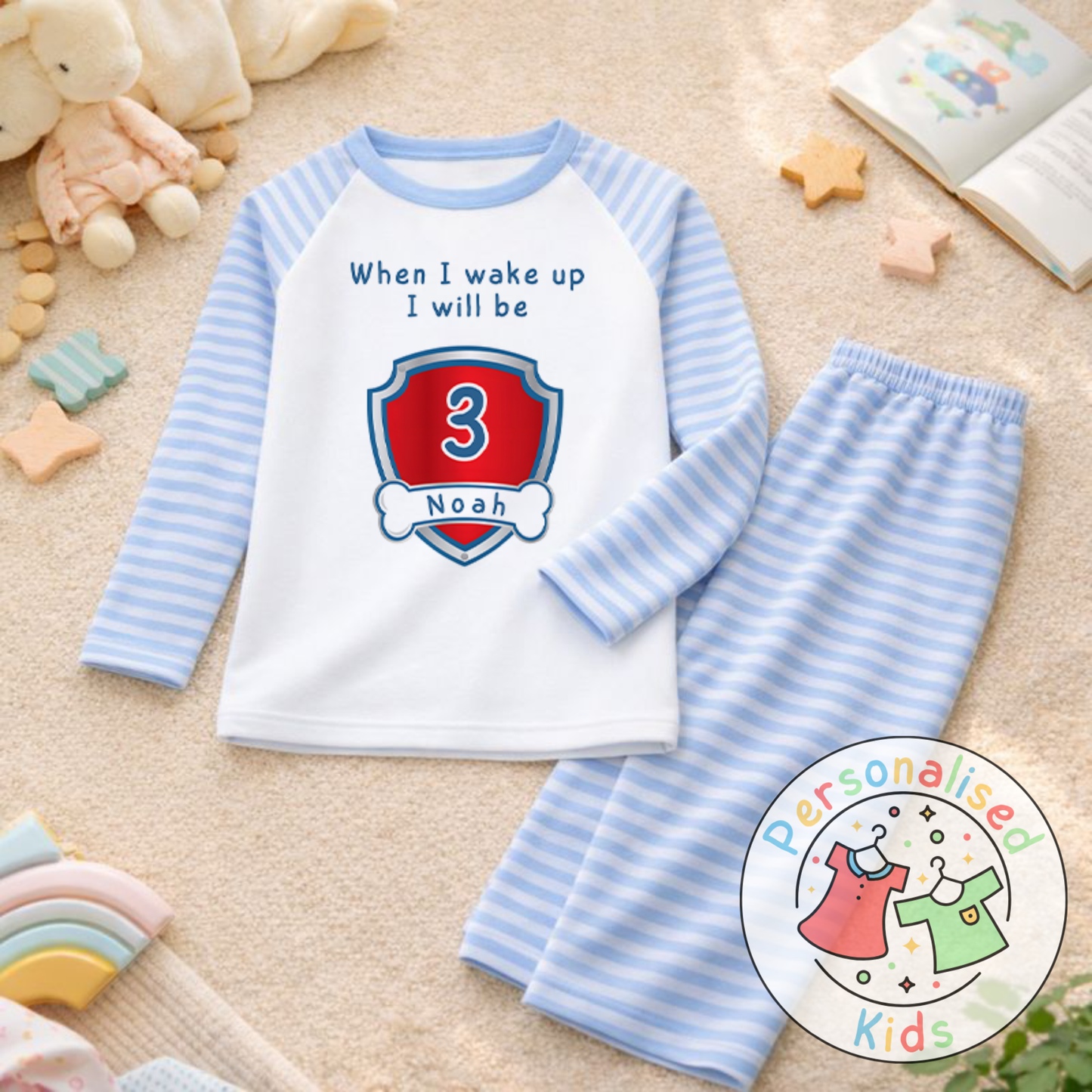 Personalised "When I Wake Up, I Will Be" Birthday Pyjamas – Custom Age & Name PP001