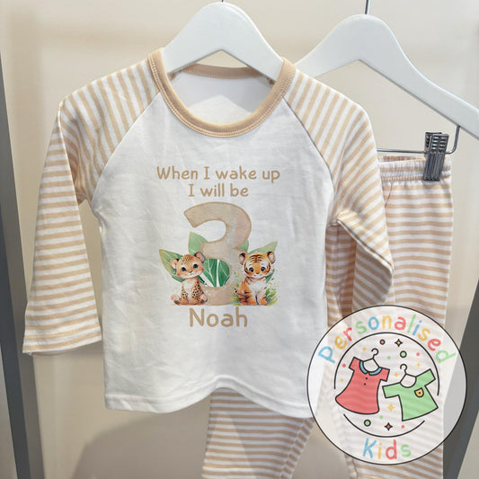 Personalized Safari Animal Birthday Pyjamas – Cute & Comfy for Your Little Explorer!