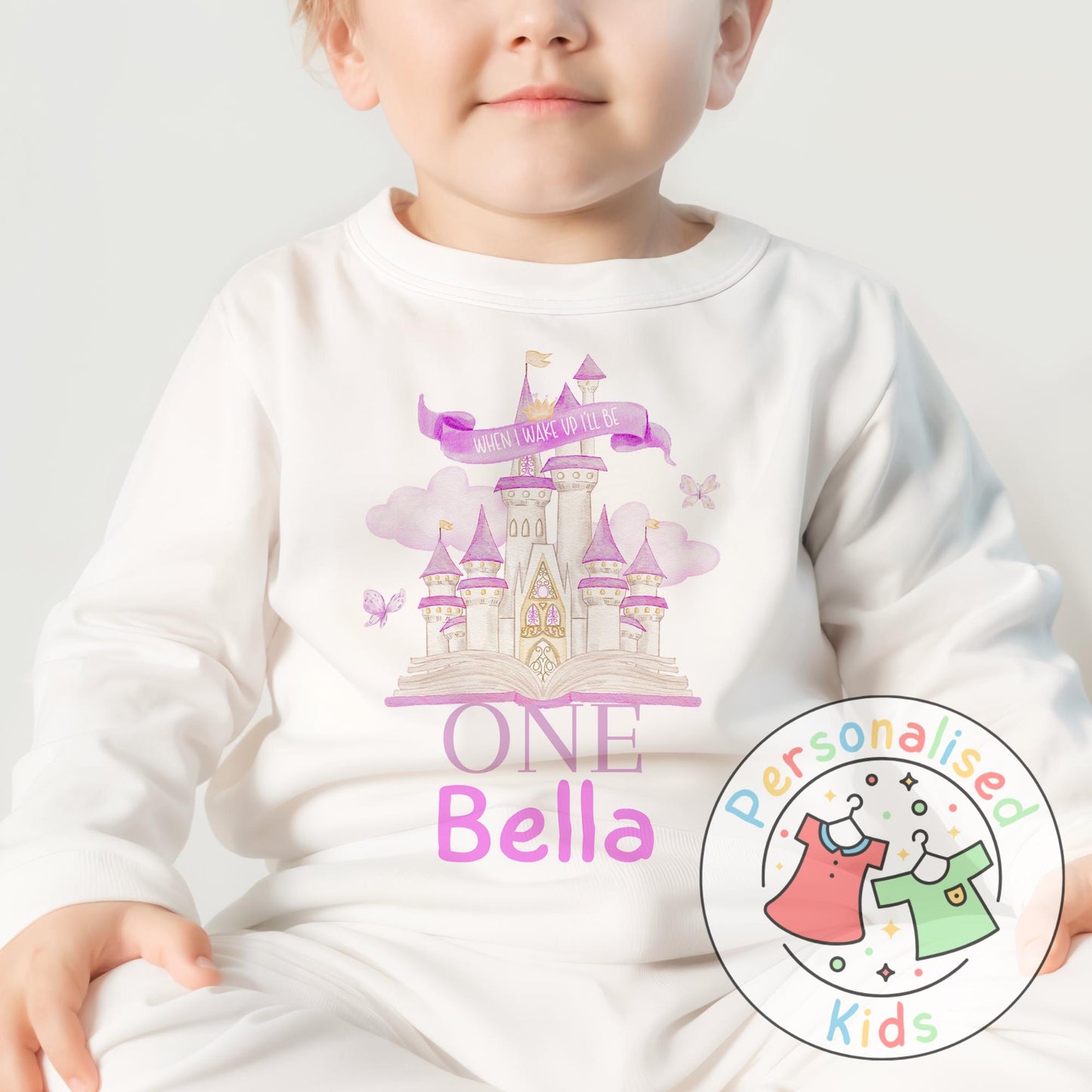 “When I Wake Up I Will Be…” Fairy Tale Castle Birthday Pyjamas – A Dreamy Way to Celebrate! Purple
