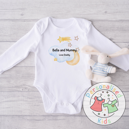 Personalised Father’s Day Baby Grow – “We Love You Daddy” Night Sky Design