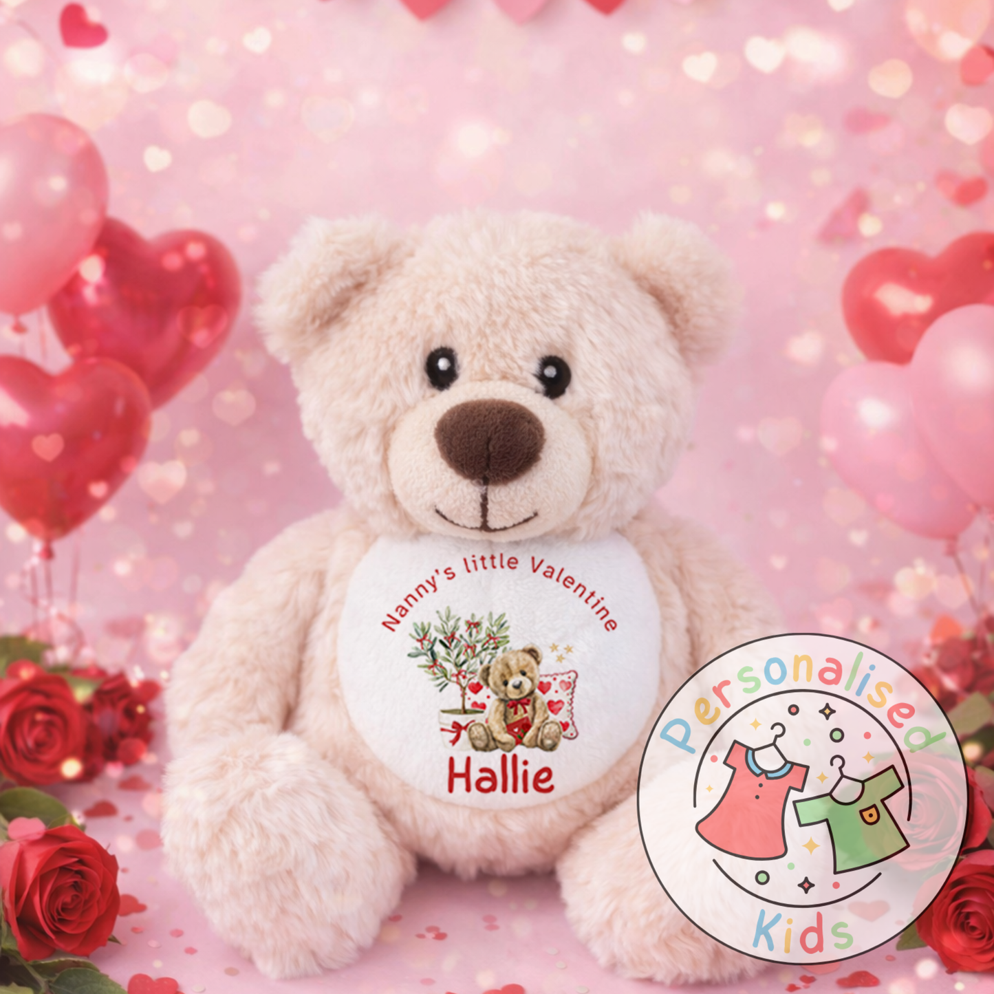 Personalised Valentine’s Teddy Bear – Custom Name Plush Gift V031