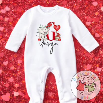 Personalised Valentine’s Baby Grow, T-Shirt, Bodysuit or Romper V012