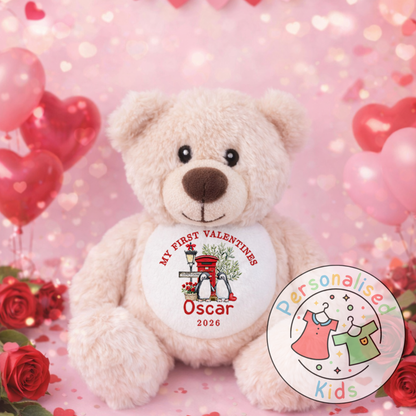 Personalised “My First Valentine’s” Teddy Bear – Custom Name Keepsake Plush Gift V041