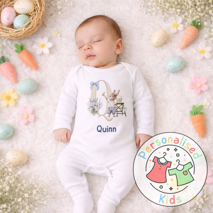 Personalised Easter Bunny Initial Baby Outfit BE005