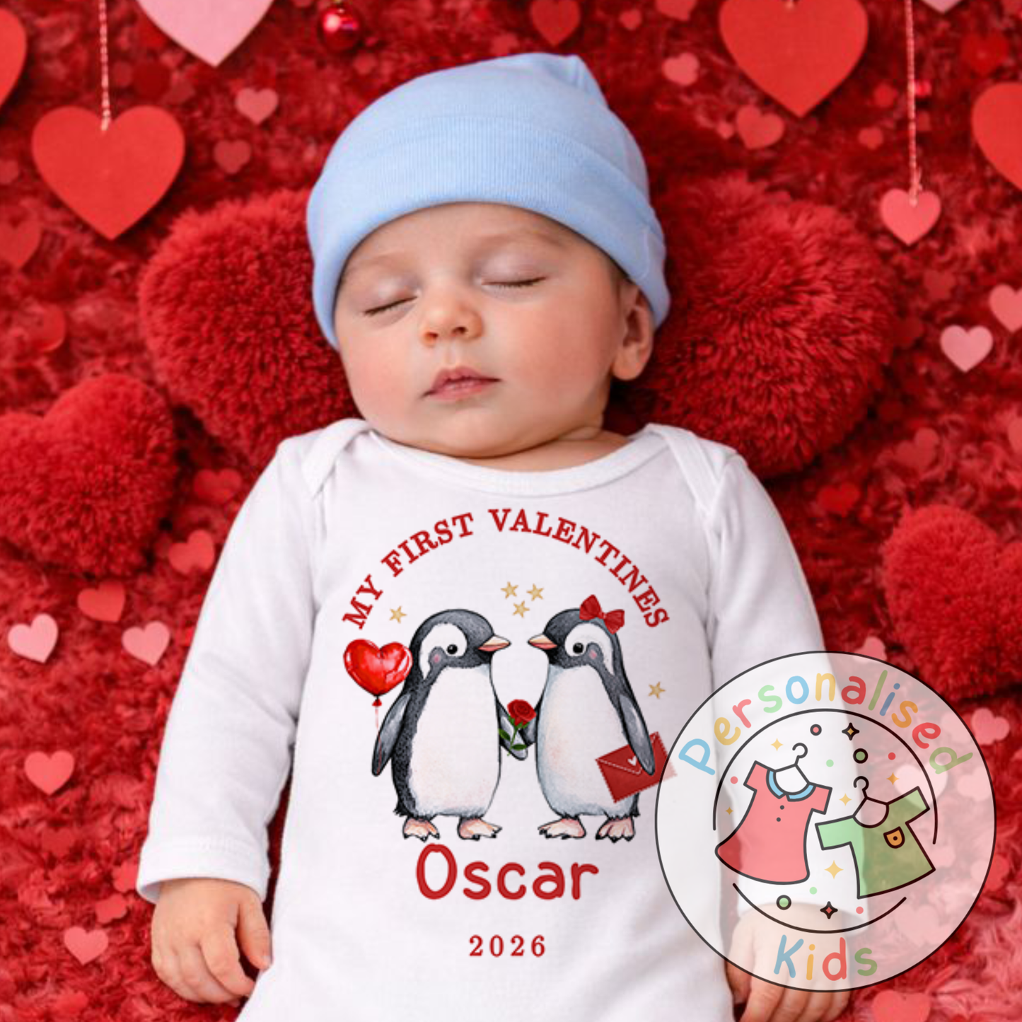 Personalised “My First Valentines” Baby Grow, Long-Sleeved Bodysuit and Romper V022