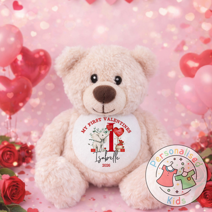 Personalised “My First Valentine’s” Teddy Bear – Custom Name Keepsake Plush Gift V040