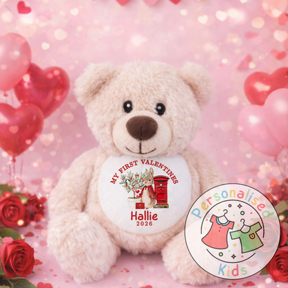 Personalised “My First Valentine’s” Teddy Bear – Custom Name Keepsake Plush Gift V047