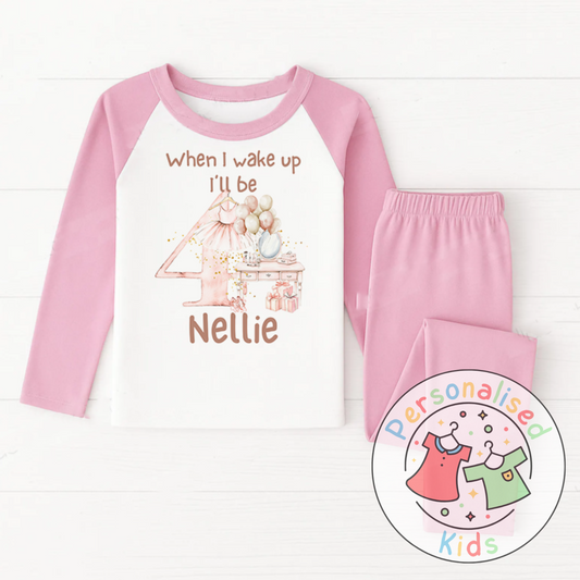 Personalised Pink Ballerina Birthday Pyjamas – “When I Wake Up, I Will Be” Design