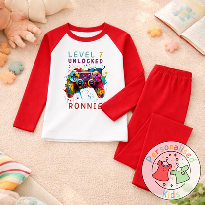 Personalised Level Unlocked Gamer Birthday Pyjamas GD001
