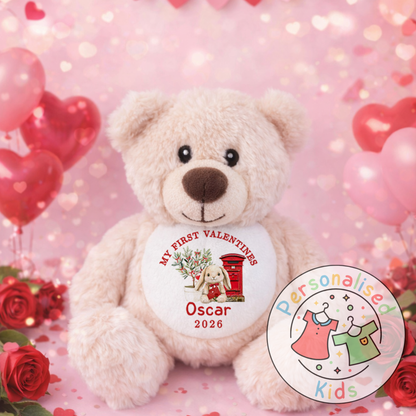 Personalised “My First Valentine’s” Teddy Bear – Custom Name Keepsake Plush Gift V049
