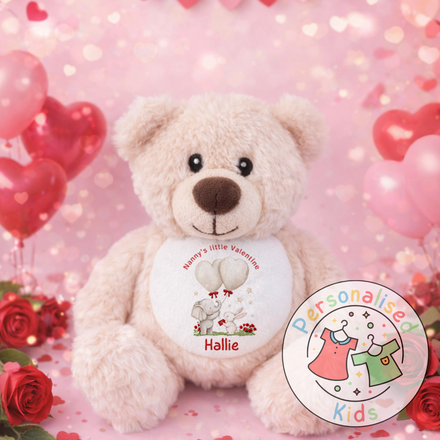 Personalised Valentine’s Teddy Bear – Custom Name Plush Gift V032