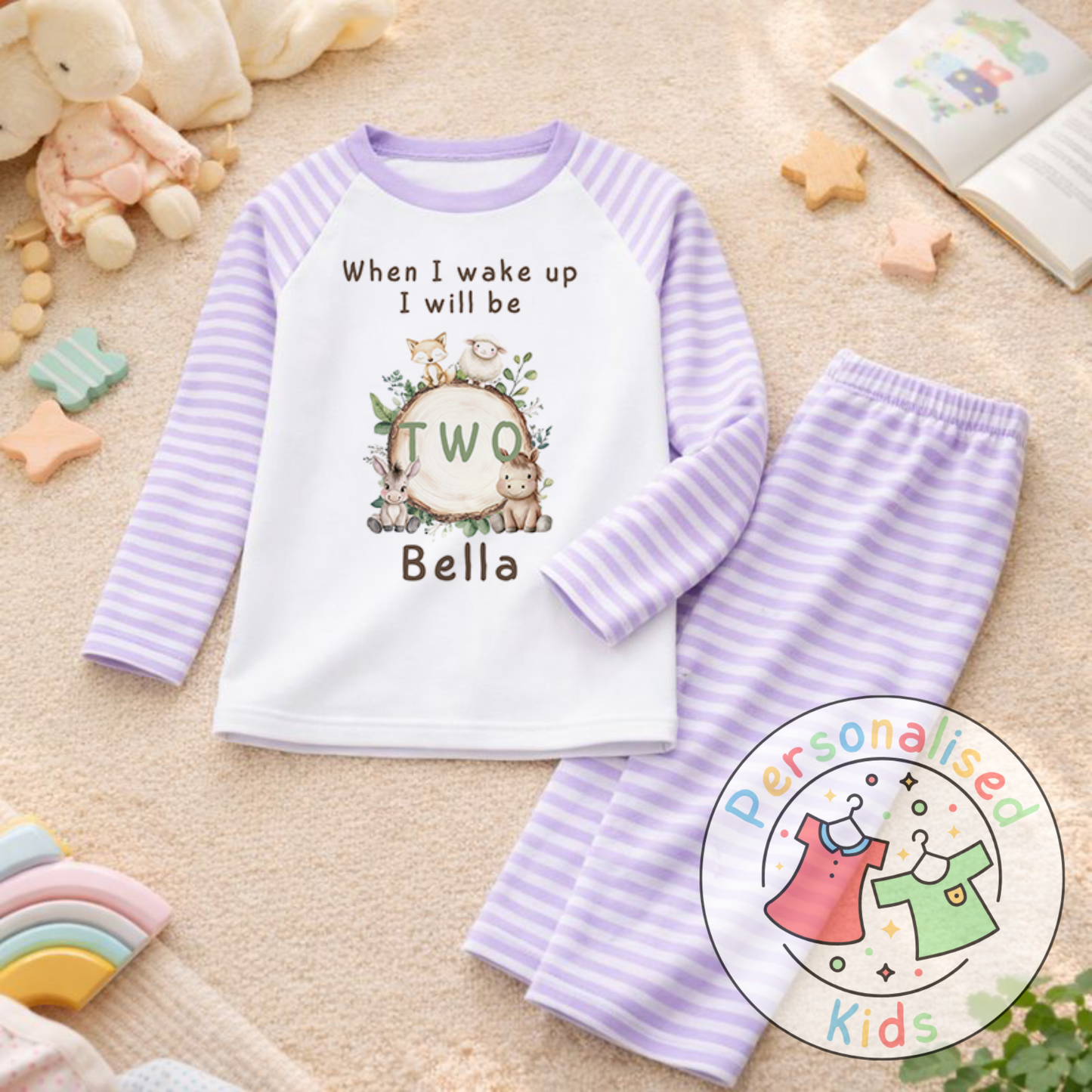 Personalised Woodland “When I Wake Up I Will Be…” Birthday Pyjamas (Name & Age) | AW001