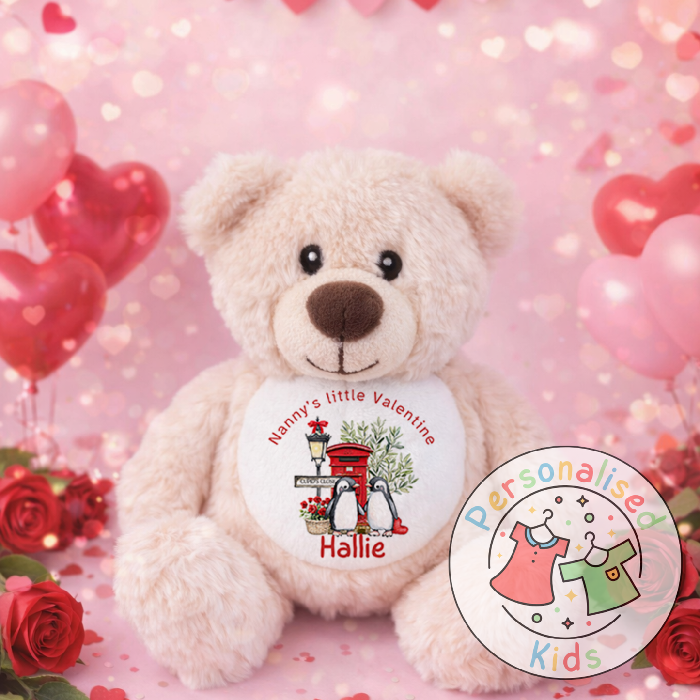 Personalised Valentine’s Teddy Bear – Custom Name Plush Gift V027