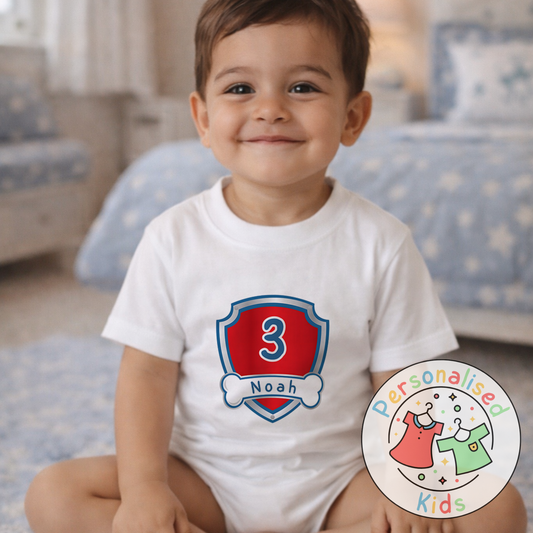 Personalised Birthday Number T-Shirt – Custom Name & Age Outfit
