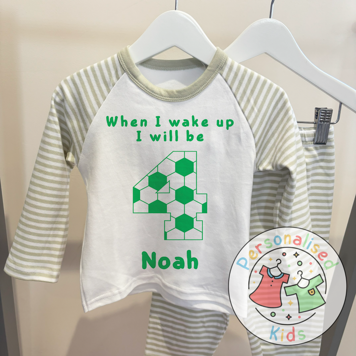 ⚽ Personalised Football Birthday Pyjamas – "When I Wake Up, I Will Be" Design ⚽