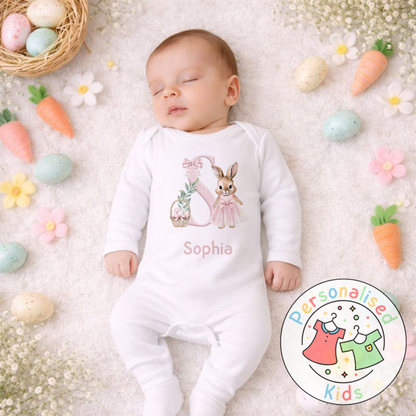 Personalised Easter Bunny Initial Baby Outfit PE001