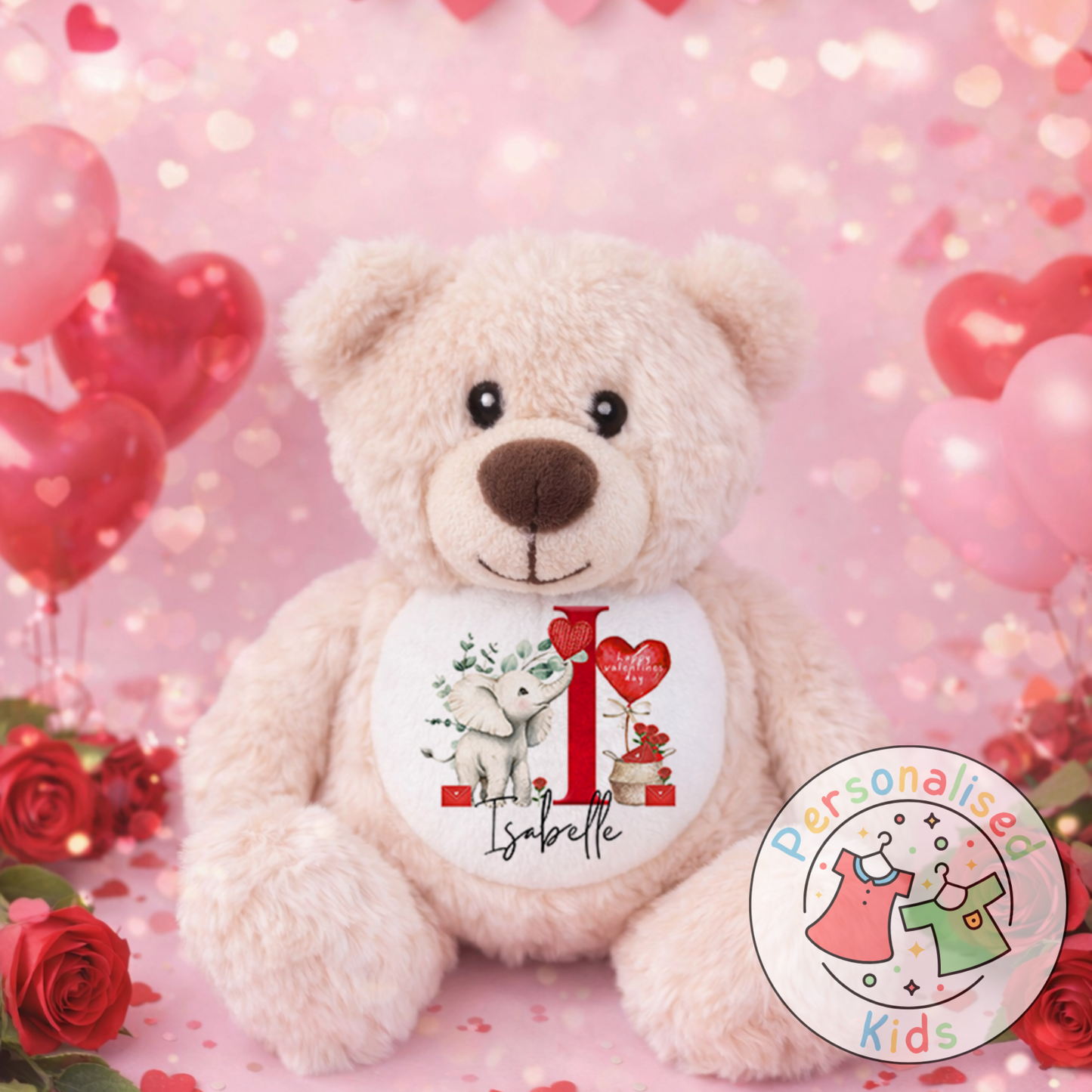 Personalised Valentine’s Teddy Bear – Custom Name Plush Gift V038