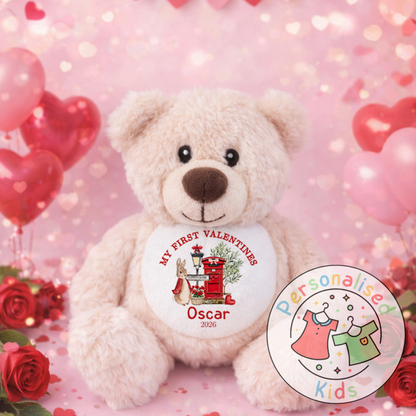 Personalised “My First Valentine’s” Teddy Bear – Custom Name Keepsake Plush Gift V042