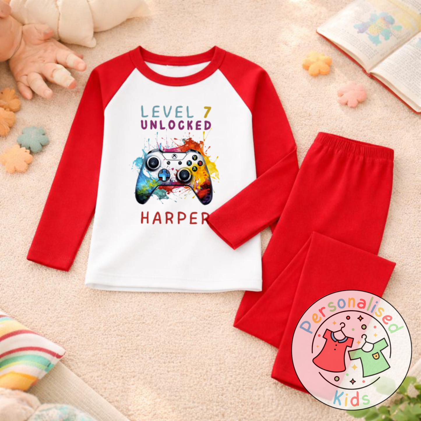 Personalised Level Unlocked Gamer Birthday Pyjamas GD002