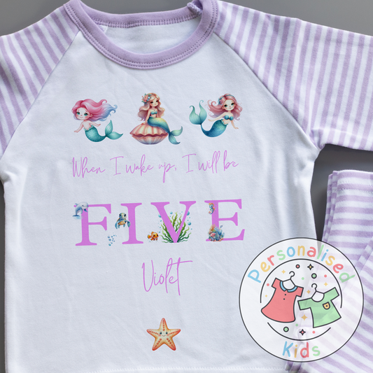 Personalised Mermaid Birthday Pyjamas – “When I Wake Up, I Will Be” Design