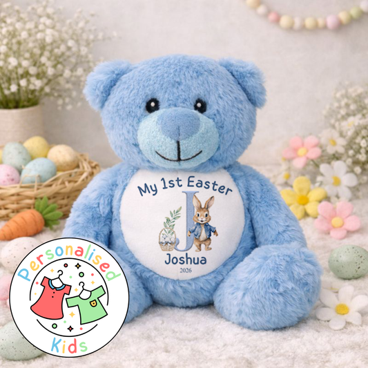 My 1st Easter Personalised Teddy Bear - Bunny Initial Design BE004