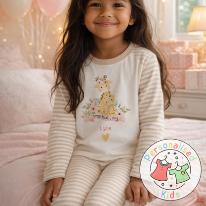 Personalised Mother’s Day Kids Pyjamas | Cute Giraffe Design | Custom Name MD004