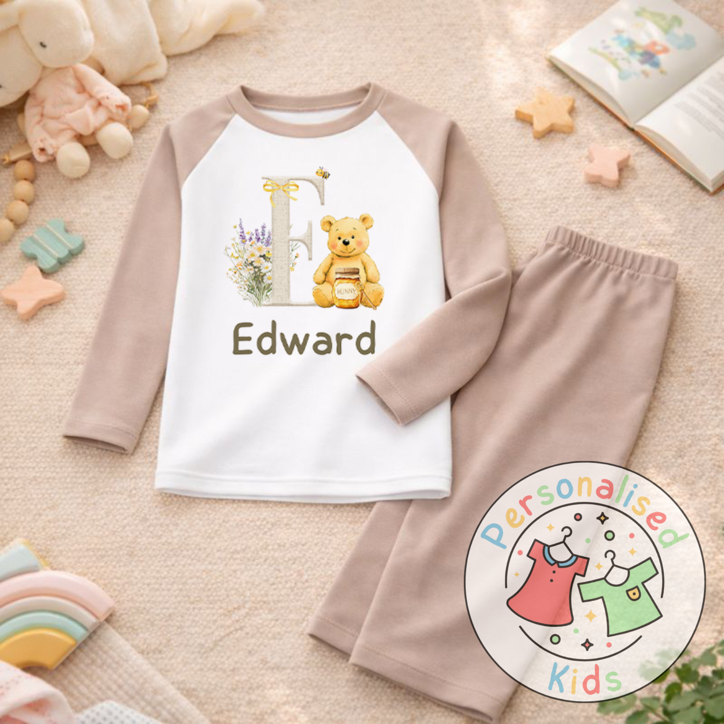 Personalised Honey Bear Kids Pyjamas HB001