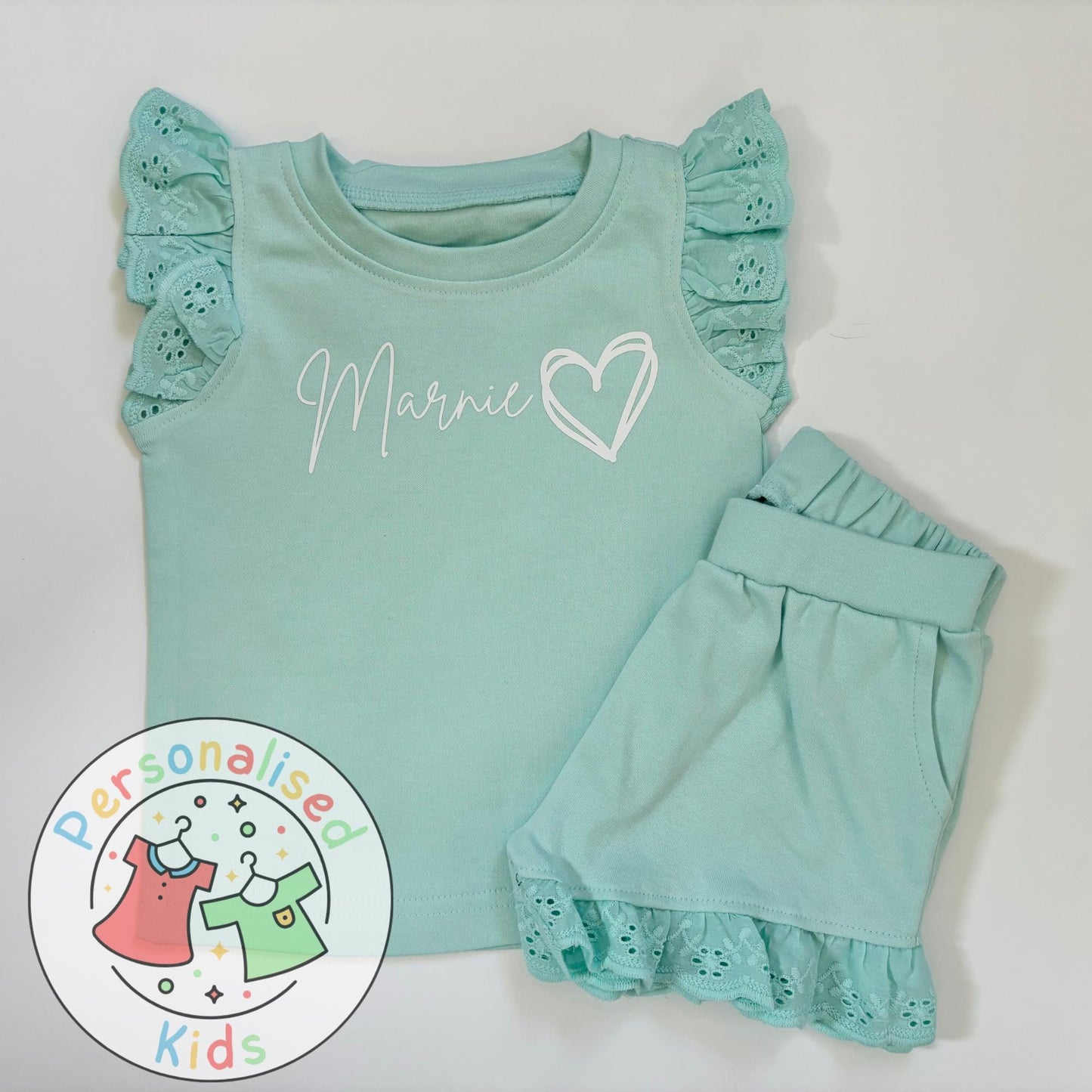 Adorable Girls Frilly Anglaise Summer Sets