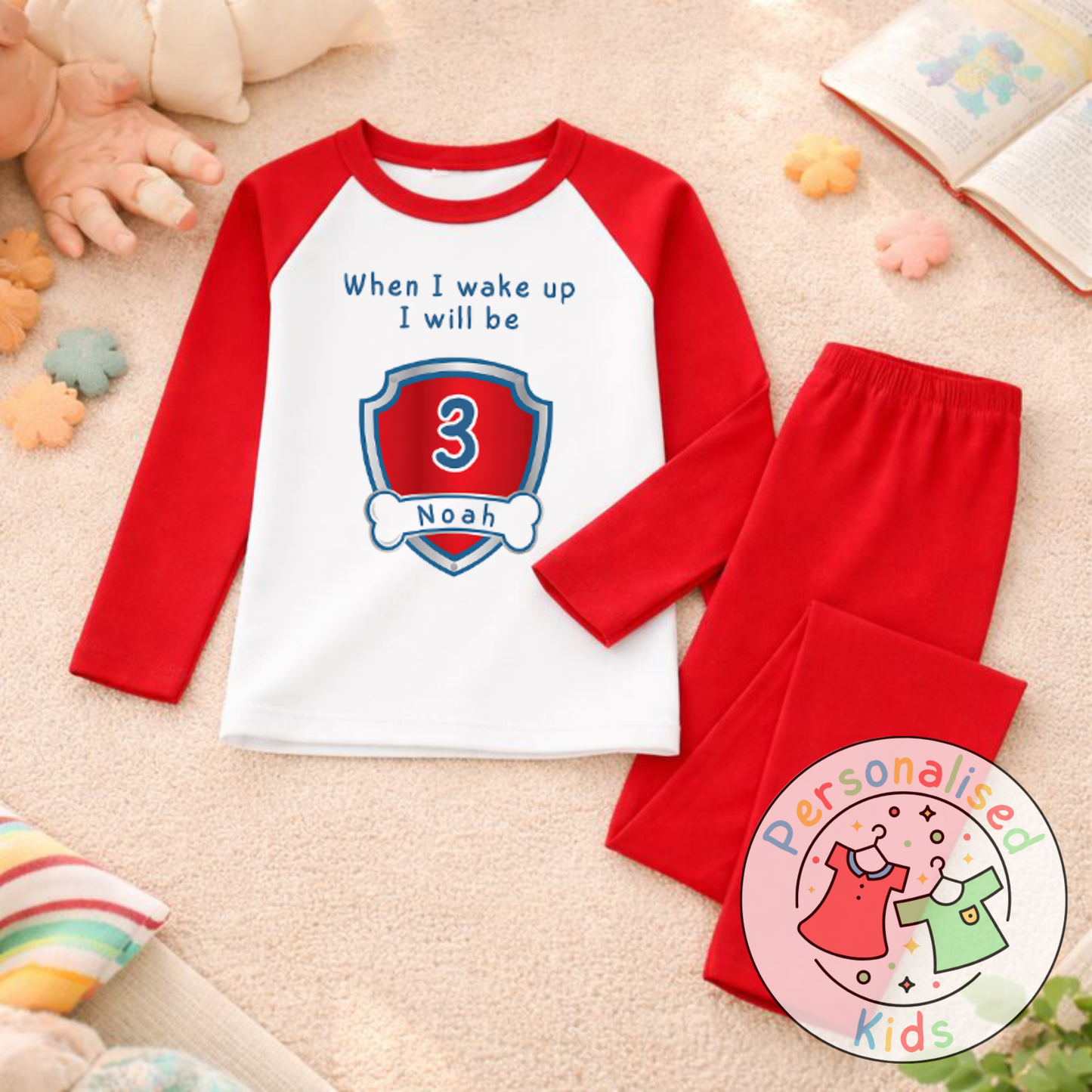 Personalised "When I Wake Up, I Will Be" Birthday Pyjamas – Custom Age & Name PP001