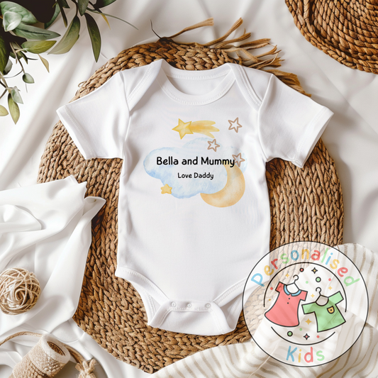 Personalised Father’s Day Baby Grow – “We Love You Daddy” Night Sky Design