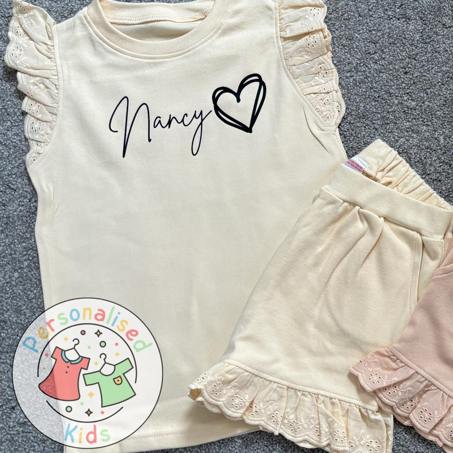 Adorable Girls Frilly Anglaise Summer Sets