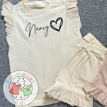 Adorable Girls Frilly Anglaise Summer Sets