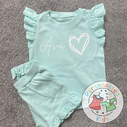 Adorable Girls Frilly Anglaise Summer Sets