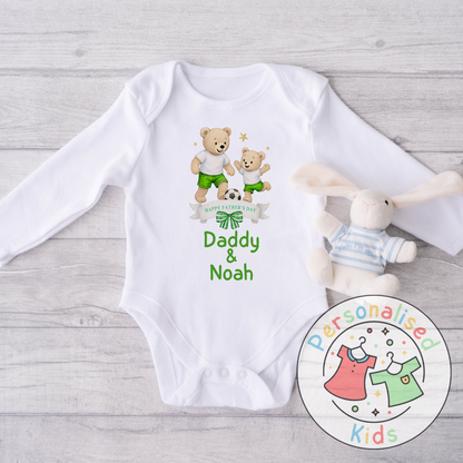 Personalised Father’s Day Baby Grow – Daddy & Me Teddy Bears Playing Football
