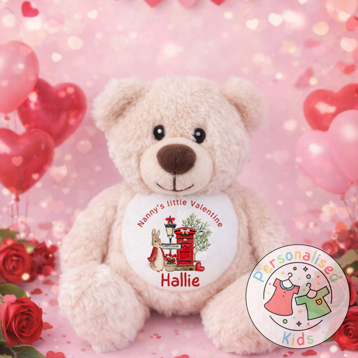 Personalised Valentine’s Teddy Bear – Custom Name Plush Gift V028