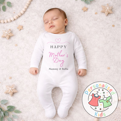 Personalised Mother’s Day Baby Outfit | Happy Mother’s Day | Baby Grow, Long Sleeve or Romper MD001