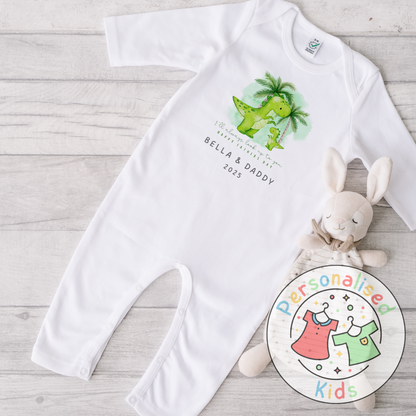 Personalised Father’s Day Baby Grow – “I’ll Always Look Up to You” Dinosaur Design